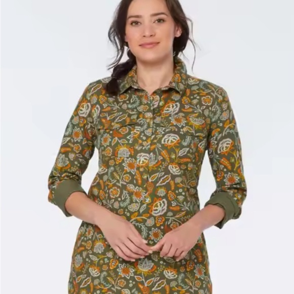 Yellow and Green Cuffed Sleeve Button Down Shirt with Notched Collar - Picture 2 of 11